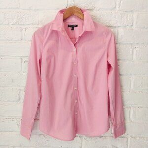 Banana Republic Pink Button Up Tailored Fit Riley Shirt Womens 4 Small Stretch,